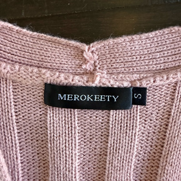 Elegant Blush Cable Knit Cardigan - Picture 3 of 3